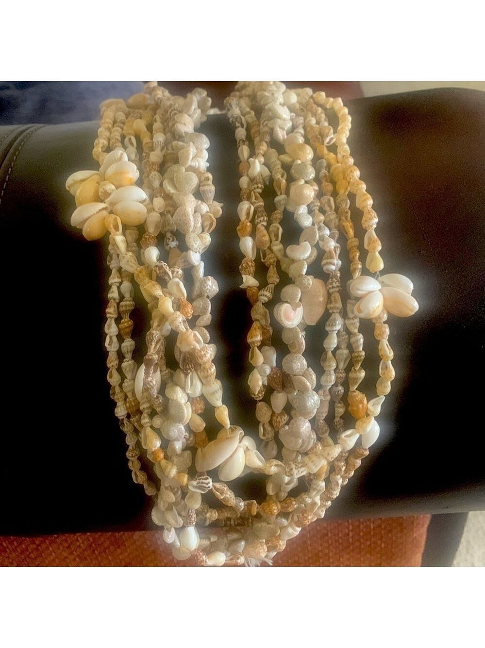 8 seperate Seashell Necklace Strands 30-36 Inch Beaded NO CLASP